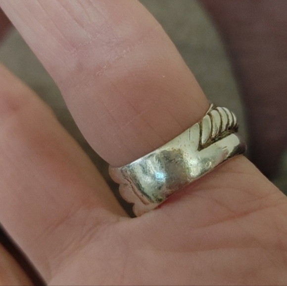 Golden Clef Sterling Ring Twisted Rope Style Arezzo Italy Size 8.5 - Picture 3 of 7